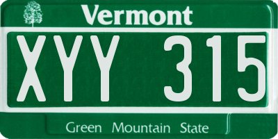 VT license plate XYY315