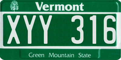 VT license plate XYY316