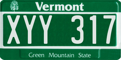 VT license plate XYY317
