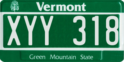 VT license plate XYY318
