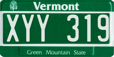 VT license plate XYY319