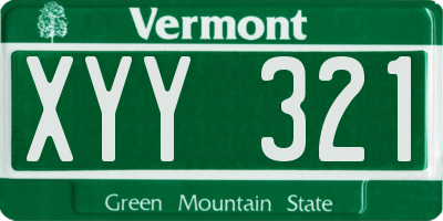 VT license plate XYY321