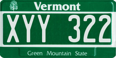 VT license plate XYY322