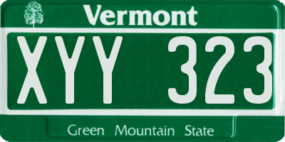 VT license plate XYY323