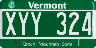VT license plate XYY324
