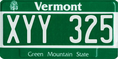 VT license plate XYY325