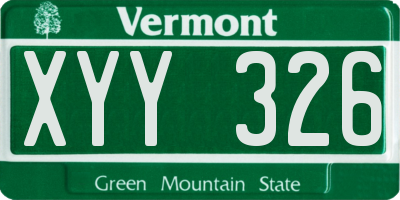 VT license plate XYY326