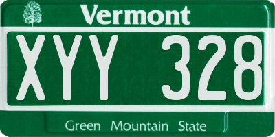 VT license plate XYY328