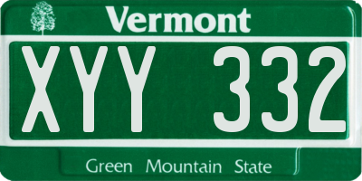 VT license plate XYY332