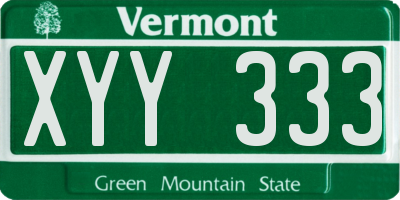 VT license plate XYY333