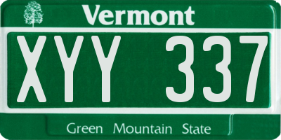 VT license plate XYY337