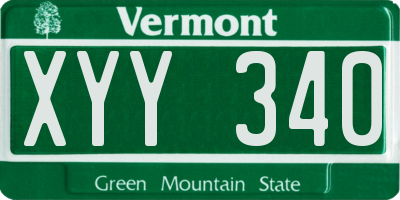 VT license plate XYY340