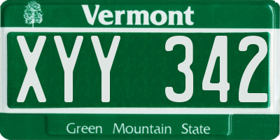 VT license plate XYY342