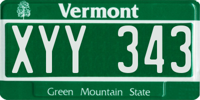 VT license plate XYY343