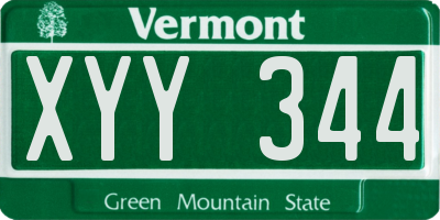VT license plate XYY344