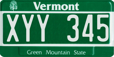 VT license plate XYY345