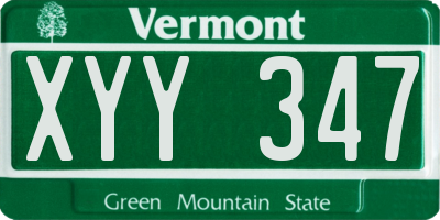 VT license plate XYY347