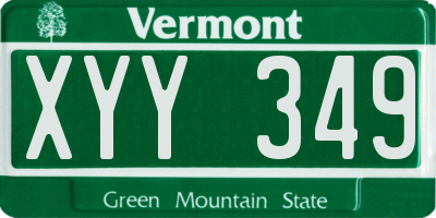 VT license plate XYY349