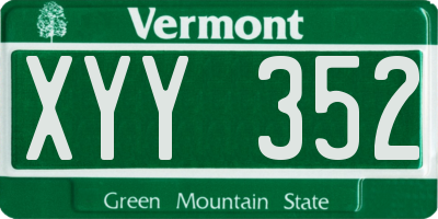 VT license plate XYY352