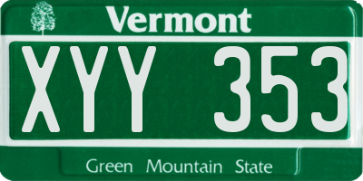 VT license plate XYY353