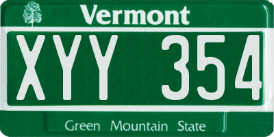 VT license plate XYY354