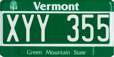 VT license plate XYY355