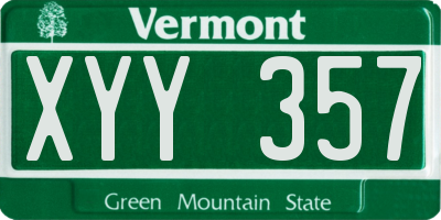 VT license plate XYY357
