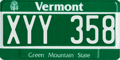 VT license plate XYY358