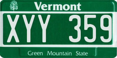 VT license plate XYY359