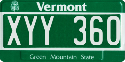 VT license plate XYY360