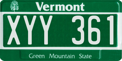 VT license plate XYY361