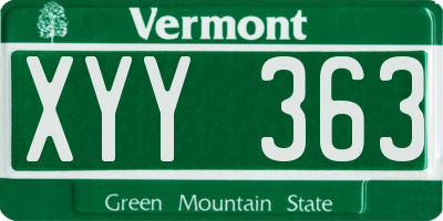 VT license plate XYY363