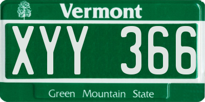VT license plate XYY366