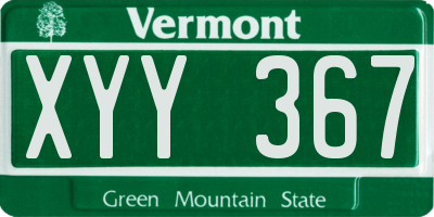 VT license plate XYY367