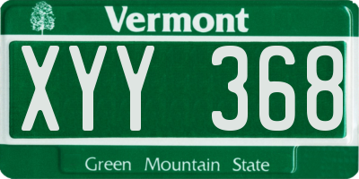 VT license plate XYY368