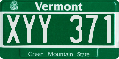 VT license plate XYY371