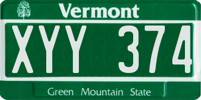 VT license plate XYY374