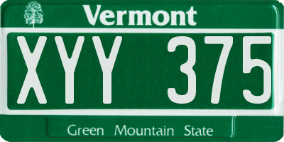 VT license plate XYY375
