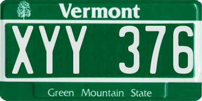 VT license plate XYY376
