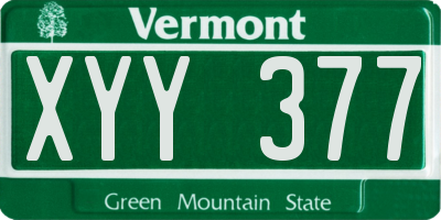 VT license plate XYY377