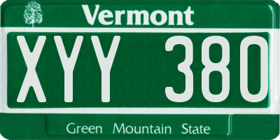 VT license plate XYY380