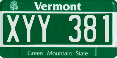 VT license plate XYY381