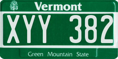 VT license plate XYY382