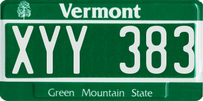 VT license plate XYY383