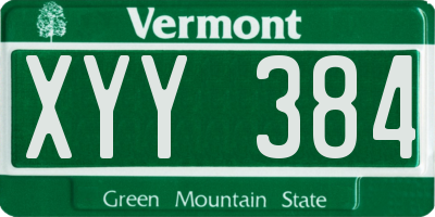 VT license plate XYY384