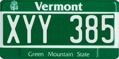 VT license plate XYY385