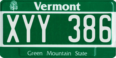 VT license plate XYY386
