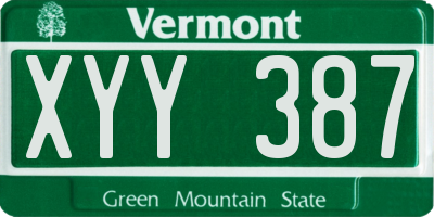 VT license plate XYY387