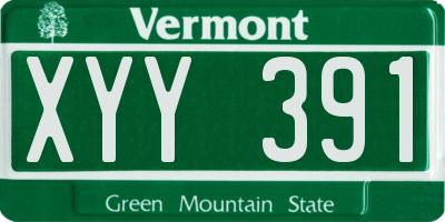 VT license plate XYY391
