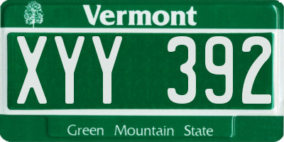 VT license plate XYY392